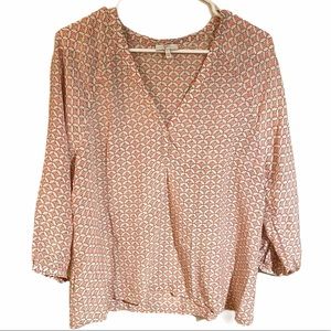 Joie Diamond Floral Henley Blouse Silk
